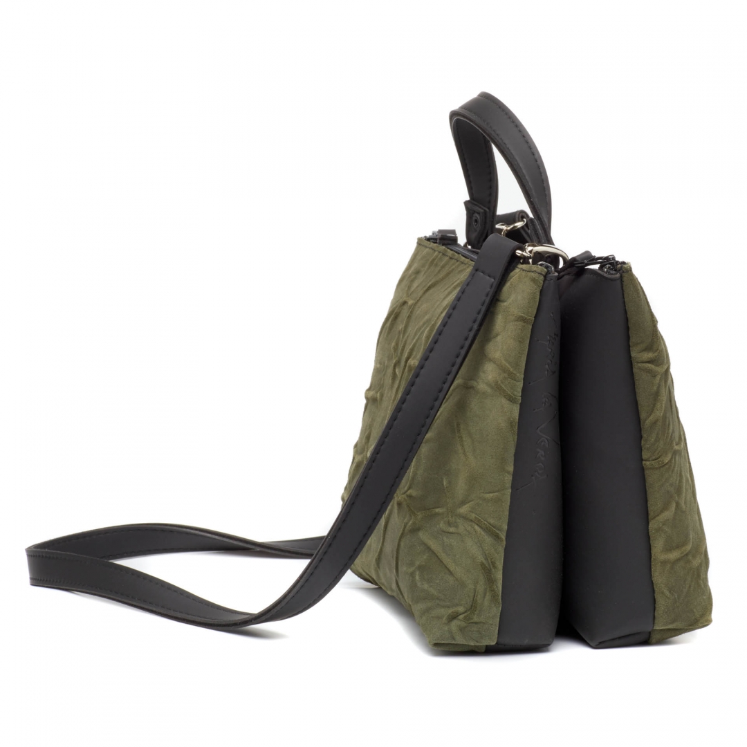 Special Leather bags / Rechthoekige ruimtelijke tas / 2 vakken/ helft leder (Maria La Verda)