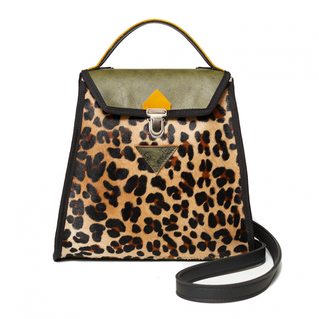 Special Leather bags / Bag trapezium shape , short handle and long shoulder strap (Maria La Verda)